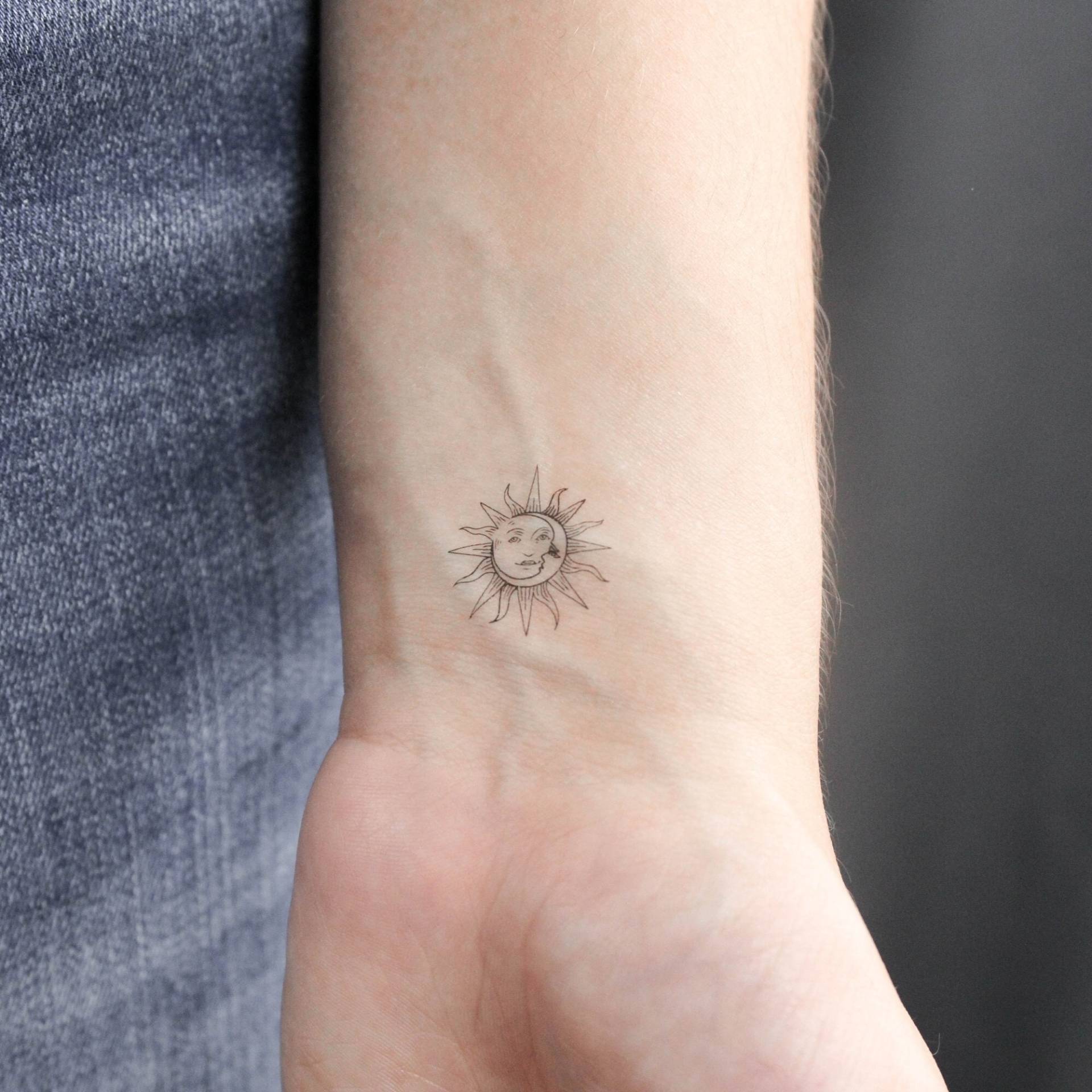 Sonne & Mond Temporäres Tattoo | 3Er Set von Etsy - littletattoos