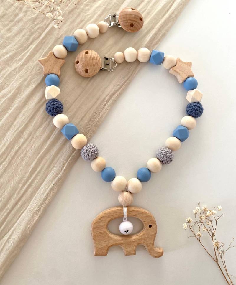 Kinderwagenkette | Junge Blau Beige Dunkelblau von Etsy - littlewonder1996