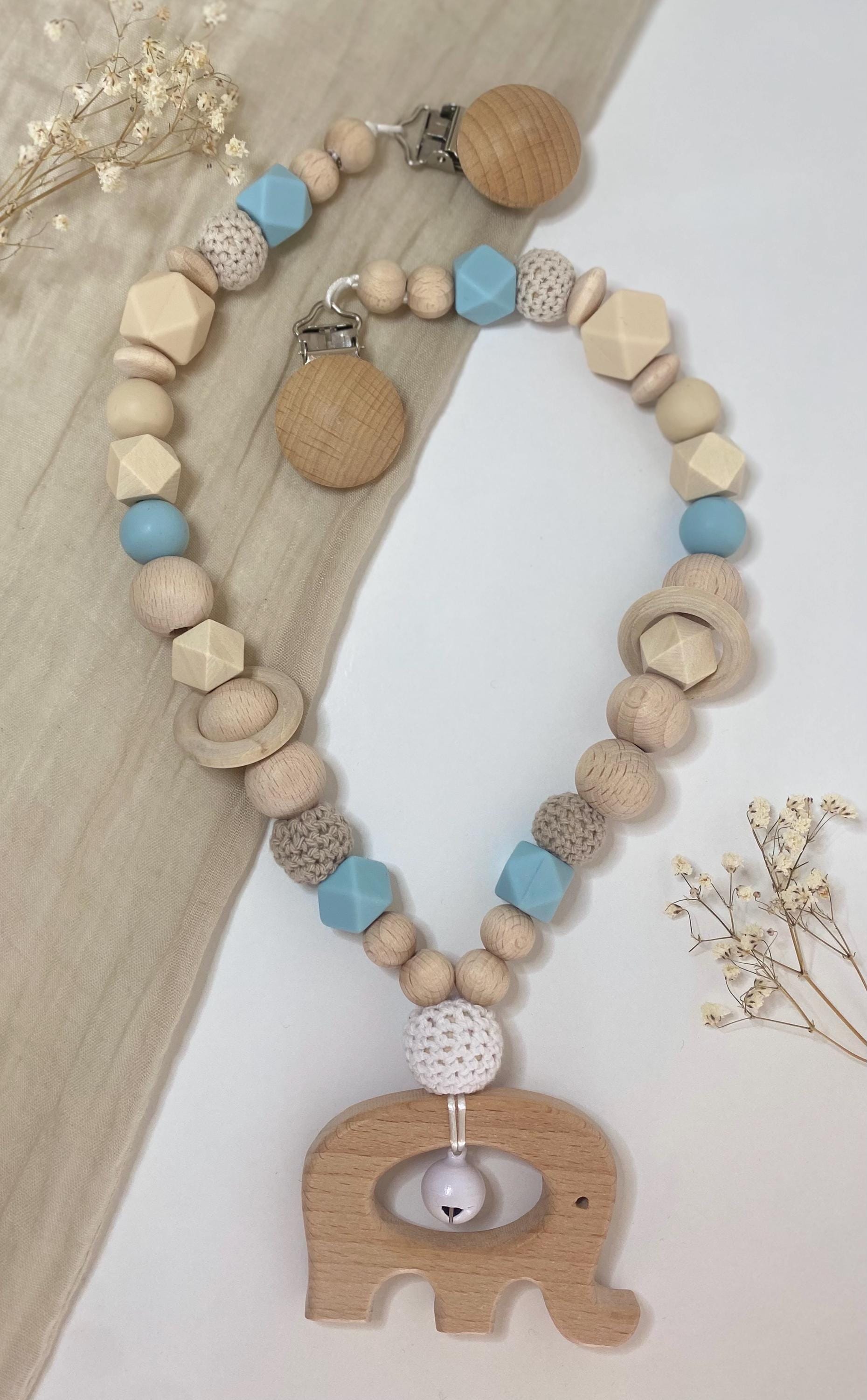 Kinderwagenkette | Junge Blau Weiß Holz von Etsy - littlewonder1996