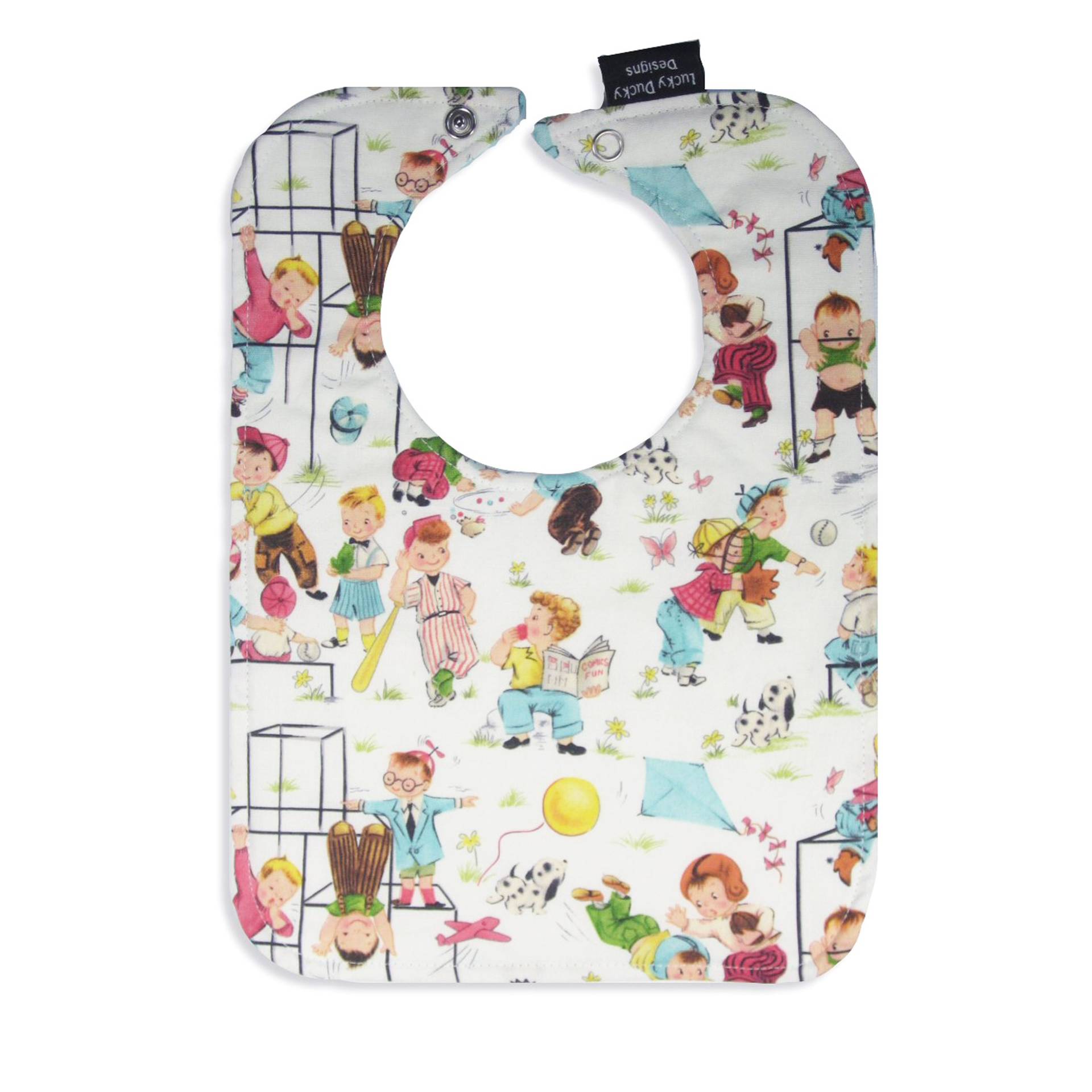 Babylätzchen, Retro Recess Reversible Lätzchen Mit Druckknopfverschluss, Gefüttertes Lätzchen, Für Jungen Babylätzchen, Retro Recess Reversible Lätzchen Mit Druckknopfverschluss, Gefüttertes Lätzchen, Für Jungen von Etsy - luckyduckydesigns