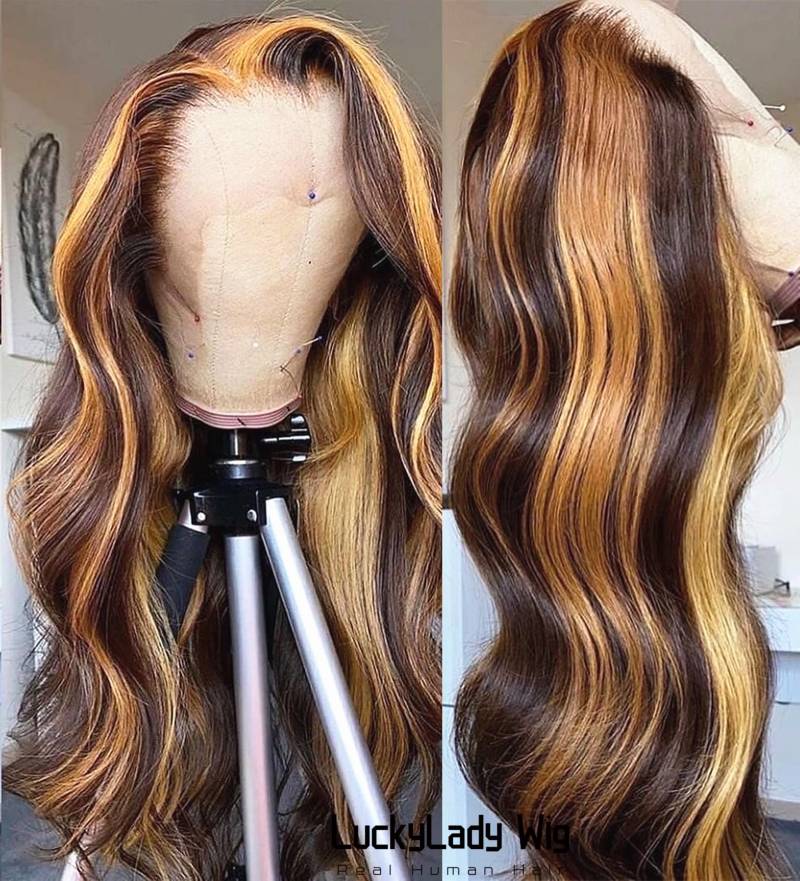 Highlight Braun 5x5 Spitze Haar Perücken Frontal 13x4 Prelucked Balayage Echthaar Perücke Vorne 13x6 Für Frauen 360 von Etsy - luckyladyhair