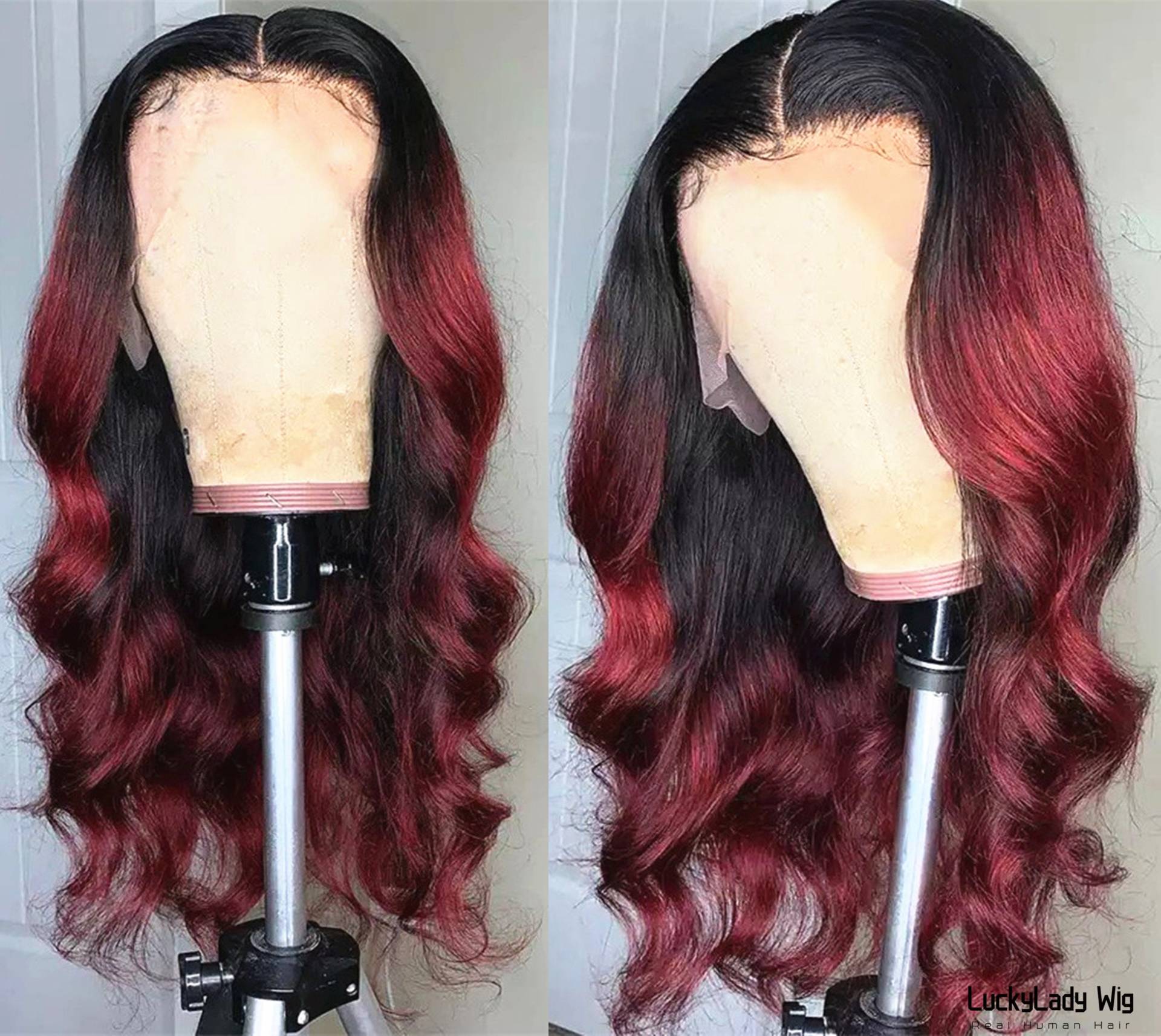 Ombre 2Tone 1B/99J Rotwein Burgund Körperwelle Haar Perücken Frontal 13x4 Spitze Prelucked Echthaar Perücke Vorne 13x6 Für Frauen von Etsy - luckyladyhair