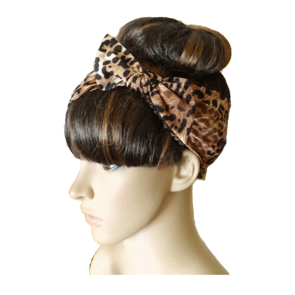 Leoparden Schleife Haarband. Stirnband. Baumwoll Spandex Haar Wrap. Stretch Head Wrap von Etsy - lynamobley2012