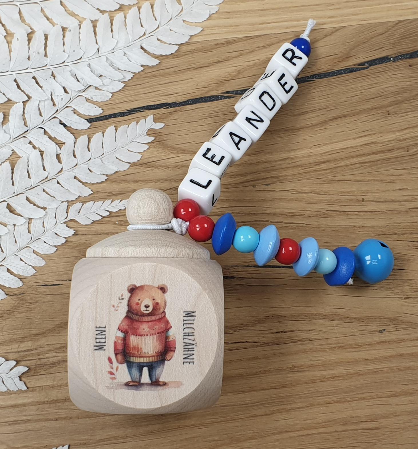 Zahndose Aus Holz Bär - Personalisiert Zur Aufbewahrung Der Milchzähne von Etsy - meinkerzenshop