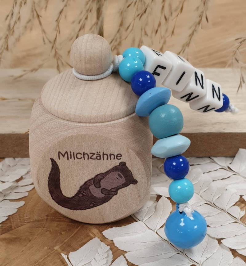 Zahndose Aus Holz Otter - Personalisiert Zur Aufbewahrung Der Milchzähne von Etsy - meinkerzenshop