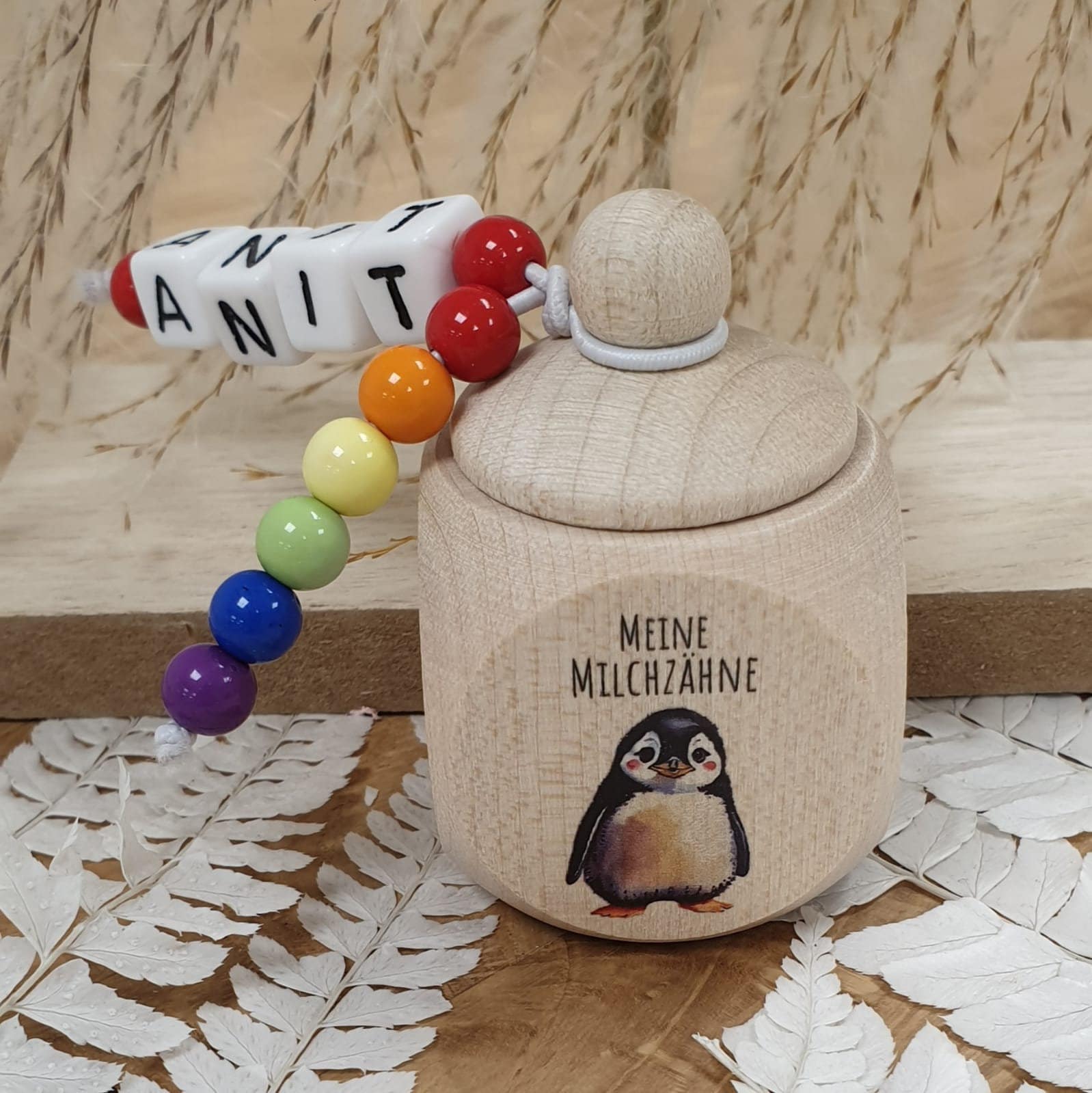 Zahndose Aus Holz Pinguin - Personalisiert Zur Aufbewahrung Der Milchzähne von Etsy - meinkerzenshop