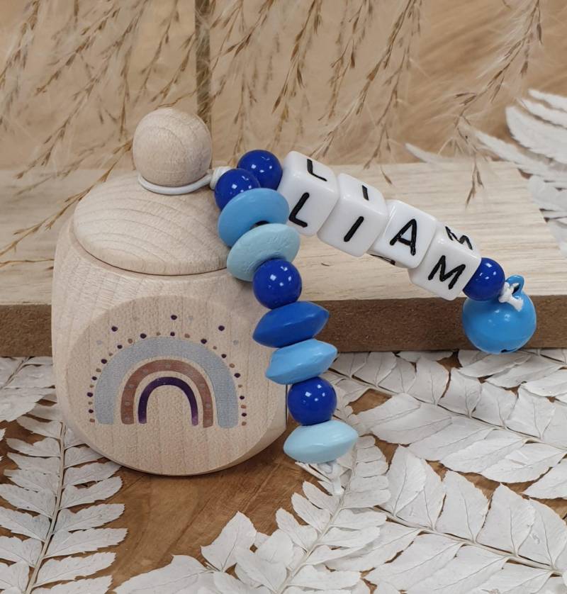 Zahndose Aus Holz Regenbogen Blau - Personalisiert Zur Aufbewahrung Der Milchzähne von Etsy - meinkerzenshop