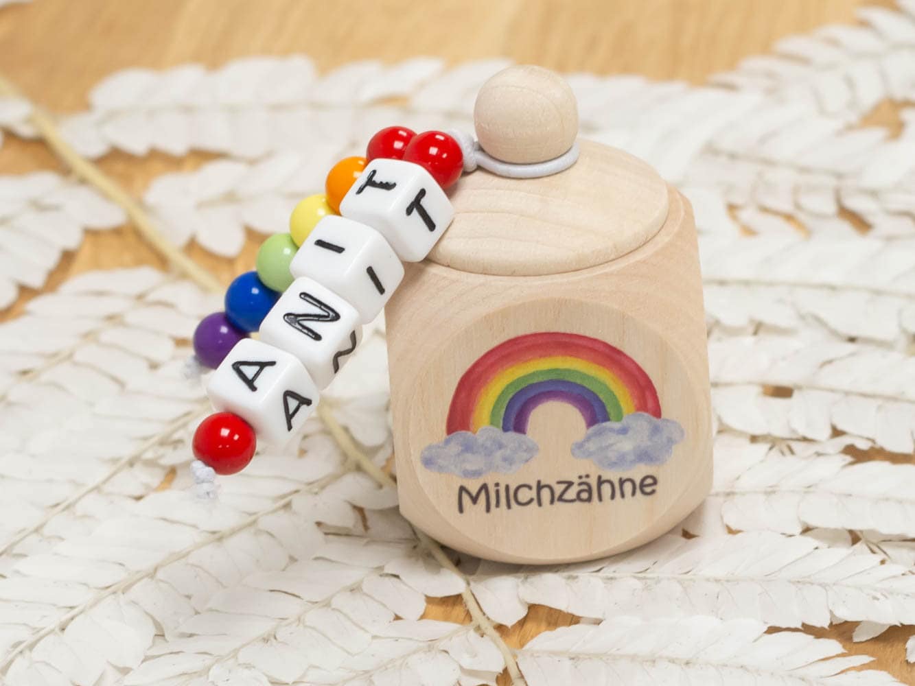 Zahndose Aus Holz Regenbogen - Personalisiert Zur Aufbewahrung Der Milchzähne von Etsy - meinkerzenshop