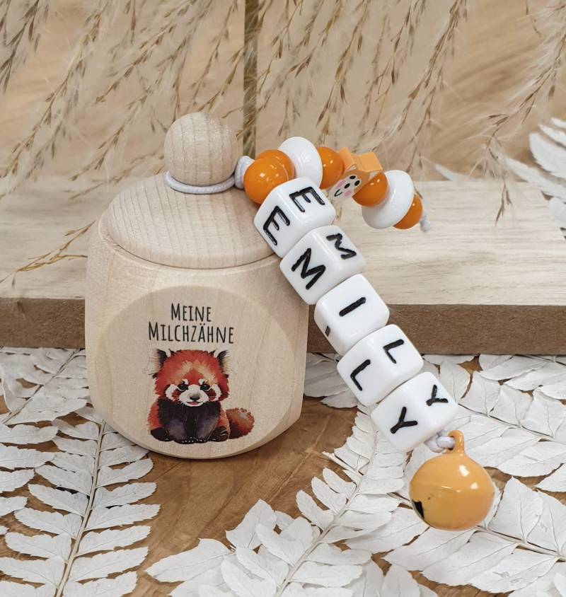 Zahndose Aus Holz Roter Panda - Personalisiert Zur Aufbewahrung Der Milchzähne von Etsy - meinkerzenshop