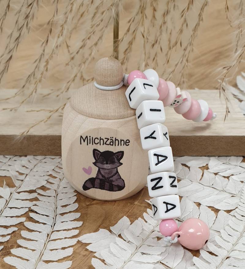 Zahndose Aus Holz Waschbär Mit Herz - Personalisiert Zur Aufbewahrung Der Milchzähne von Etsy - meinkerzenshop