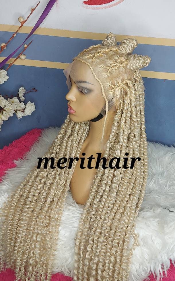 Blonde Criss Cross Passiontwist Perücke Frontlace Spitze Vorne Faux Locks Cornrow Göttin Locken Geflochtene Perücken Für Schwarze Frauen von Etsy - merithairs