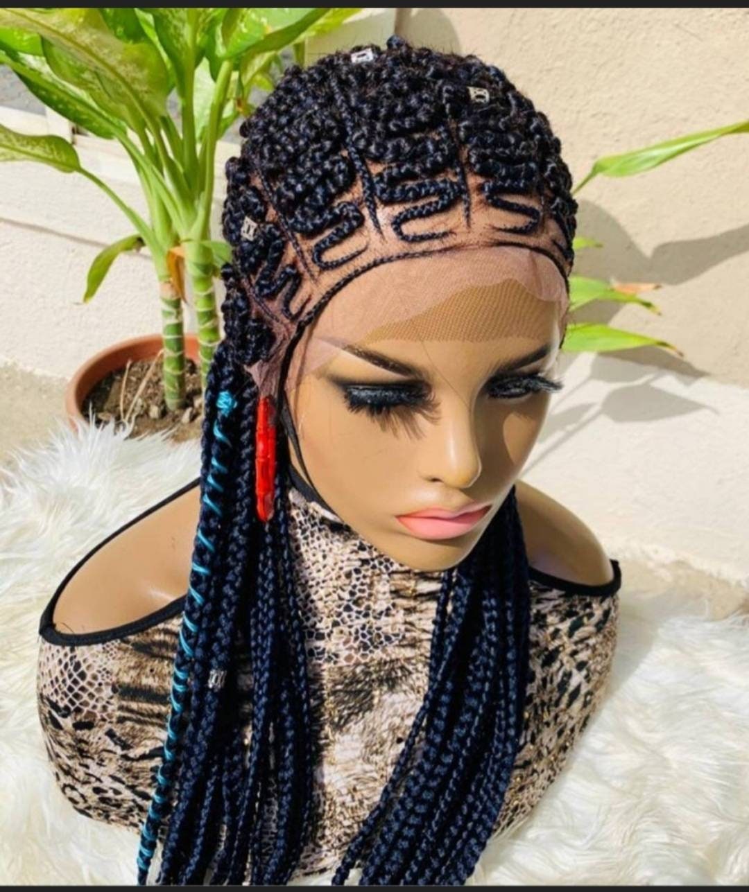 Geflochtene Perücke, Cornrow Perücke Box Geflochtene Ombre Perücken Leidenschaft Twists Faux Locs Goddess Senegalese Lace Front von Etsy - merithairs