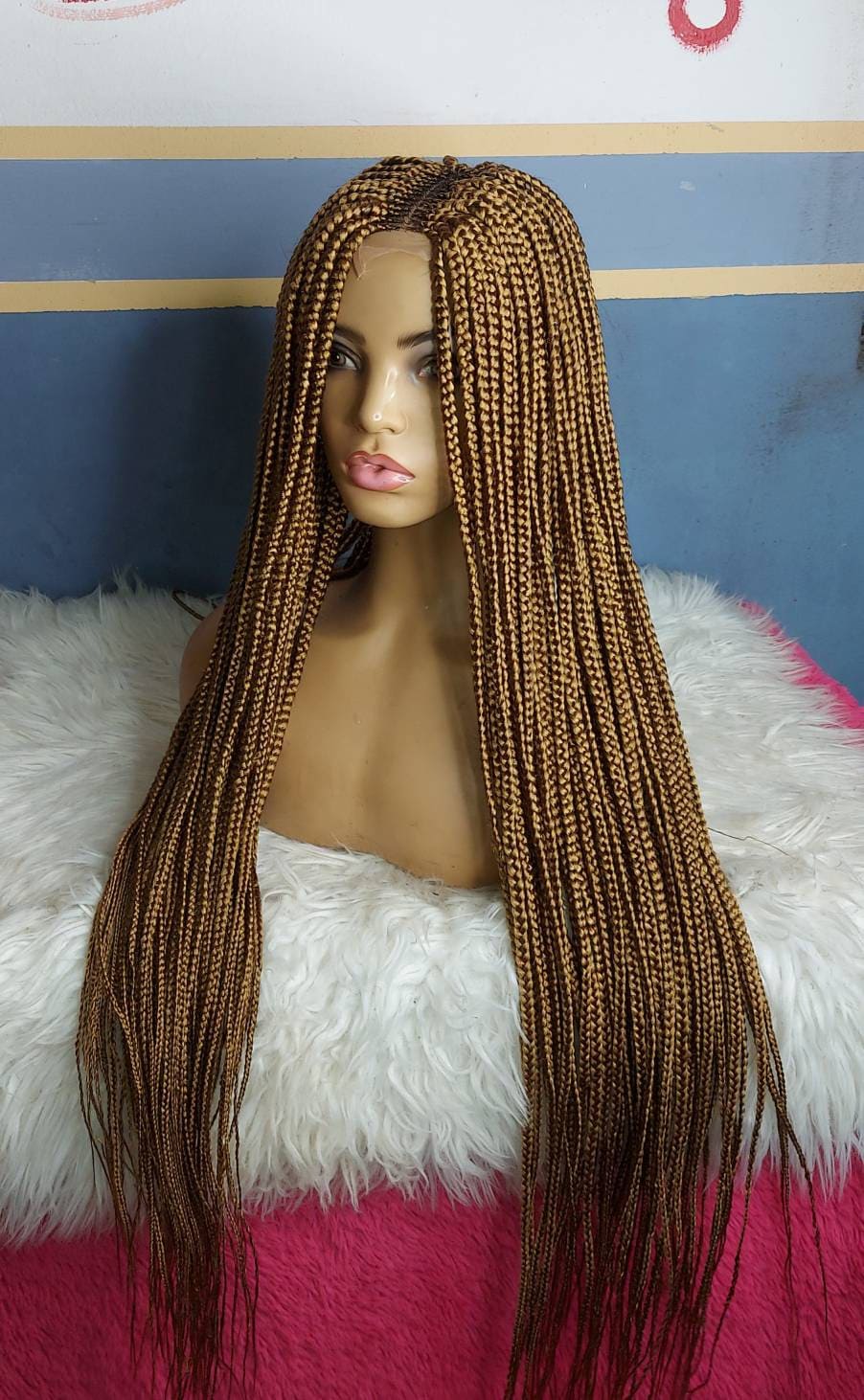 Geflochtene Perücke, Cornrow Perücke Box Geflochtene Ombre Perücken Leidenschaft Twists Faux Locs Goddess Senegalese Lace Front von Etsy - merithairs