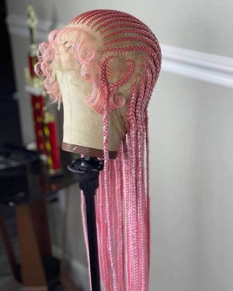 Volle Spitze Blonde Rosa Cornrow Perücke Box Geflochtene Leidenschaft Twists Faux Locs Göttin Senegalese Twist Vorne von Etsy - merithairs