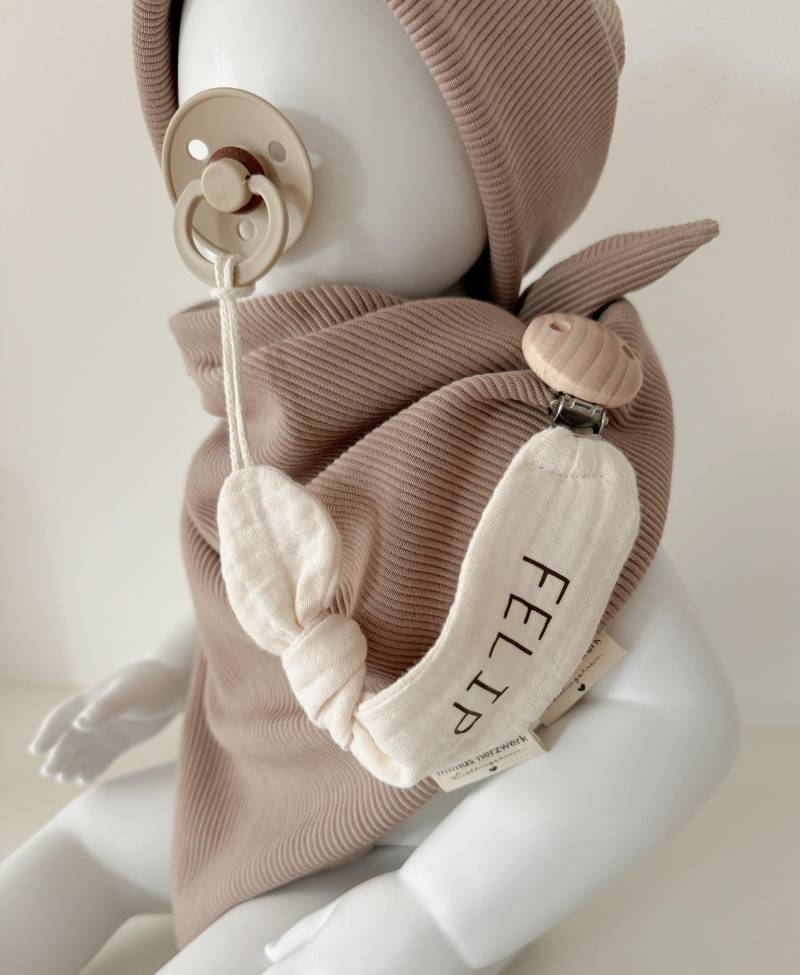 Musselin | Schnullerkette Creme|Beige Schnullerband Baby Accessoires Geburt Geschenk Zur Naturtöne von Etsy - mimasherzwerk