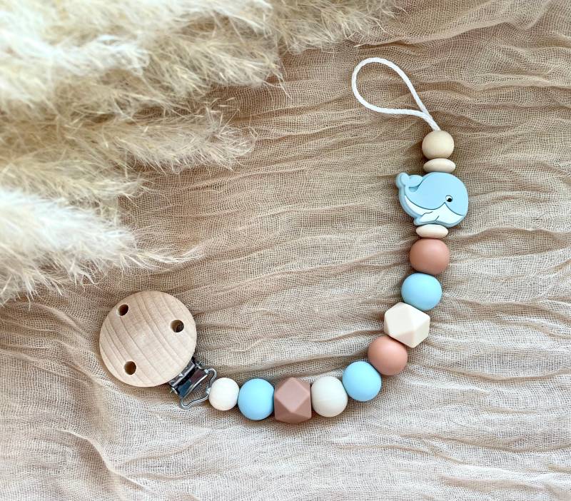 Schnullerkette Baby Neutral Schlicht Blau Wal Mädchen Junge Holz Silikon Bpa Frei Babygeschenke Taufe Geburt Nuckikette von Etsy - minimeliebe