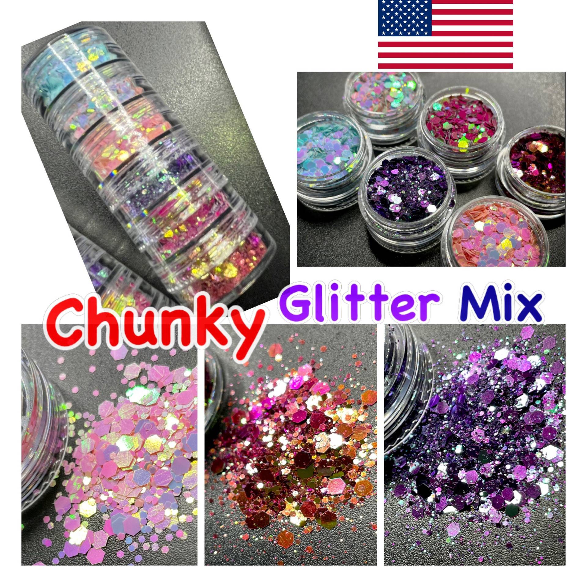 Glitzer, Chunky Glitter, Mix, Acryl, Bunt Chunky Polyester Glitter Shaker, Nailart, Resin Formen, Schlüsselanhänger von Etsy - miraclelooksllc