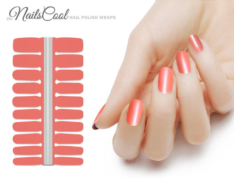 Bright Coral Farbe Glanz Solid Echte Nagellack Streifen Nailart Wraps Street Art 18 Strips Nägel von Etsy - myNailsCool