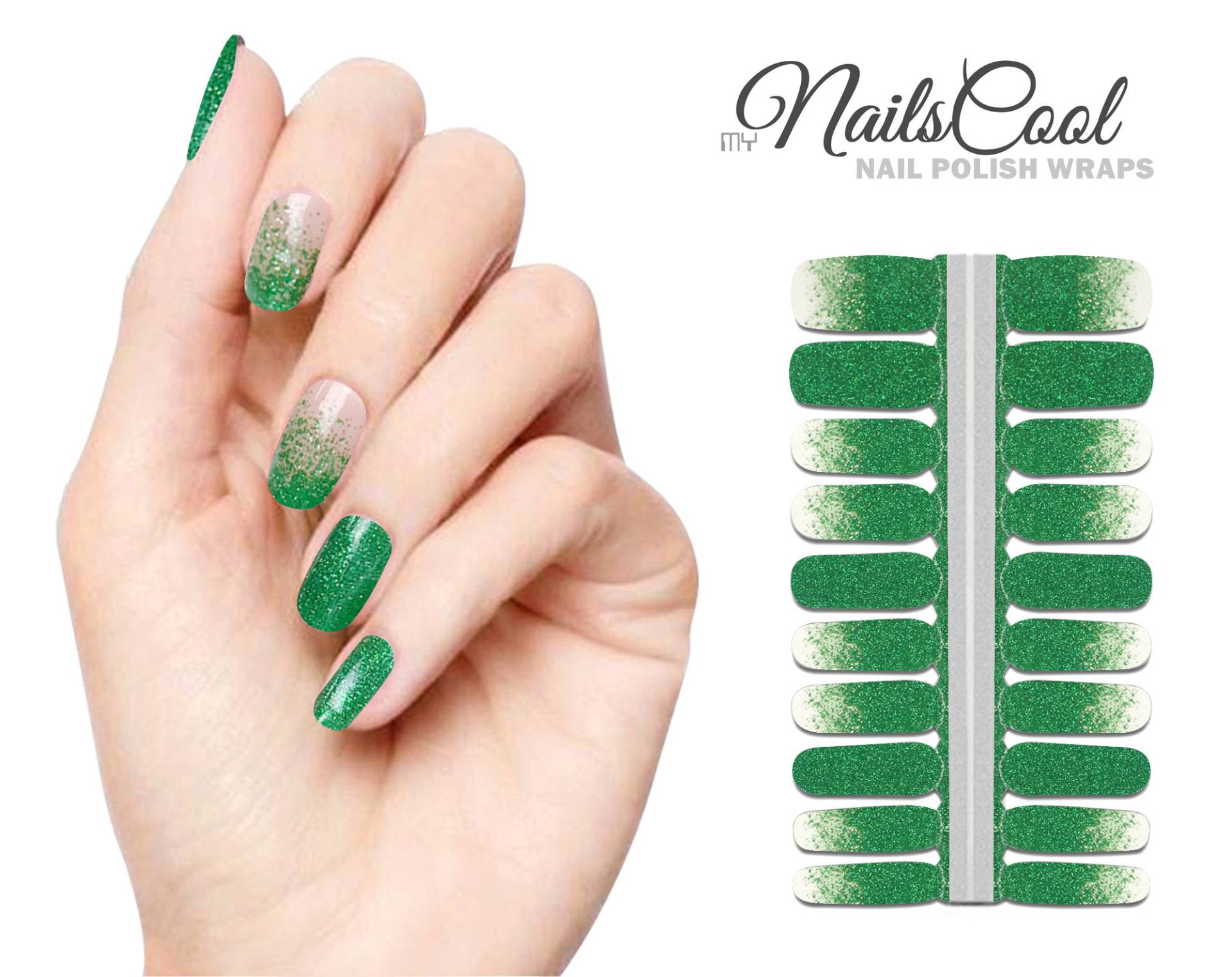 Grüne Farbe Glitzer Farbverlauf Echte Nagellack Streifen Nailart Wraps Street Art 20 Strips von Etsy - myNailsCool