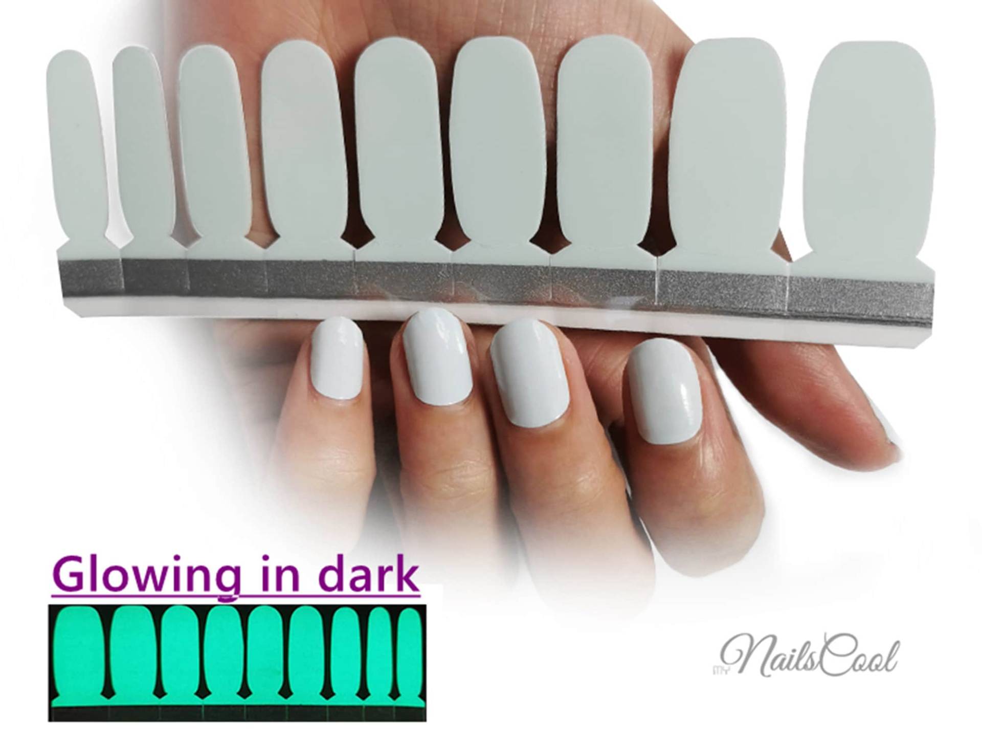 Hellgrüne Farbe Glowing in Dark Echte Nagellack Streifen Nailart Wraps Street Art 18 Strips von Etsy - myNailsCool