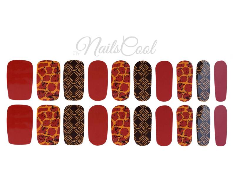 Rot Farbe Stein Muster Echte Nagellack Streifen Nailart Wraps Street Art 20 Strips von Etsy - myNailsCool