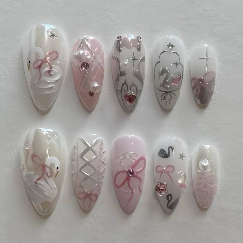 Bow-Tiful Y2K - Selbstgemachte 3D Press-On Nails von Etsy - nailauraDE