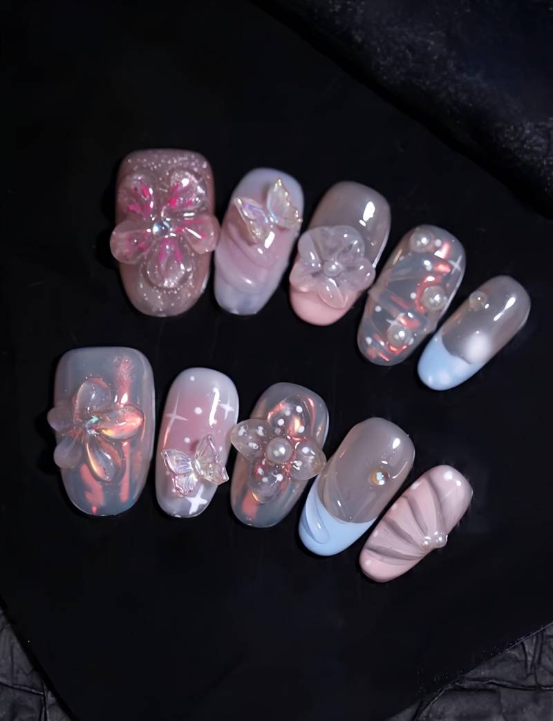 Crystal Bae - 3D Selbstgemachte Press-On Nägel von Etsy - nailauraDE