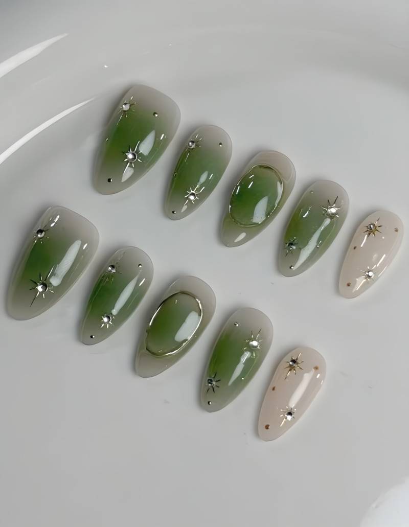 Greeny Metals - 3D Selbstgemachte Nägel Zum Aufpressen von Etsy - nailauraDE