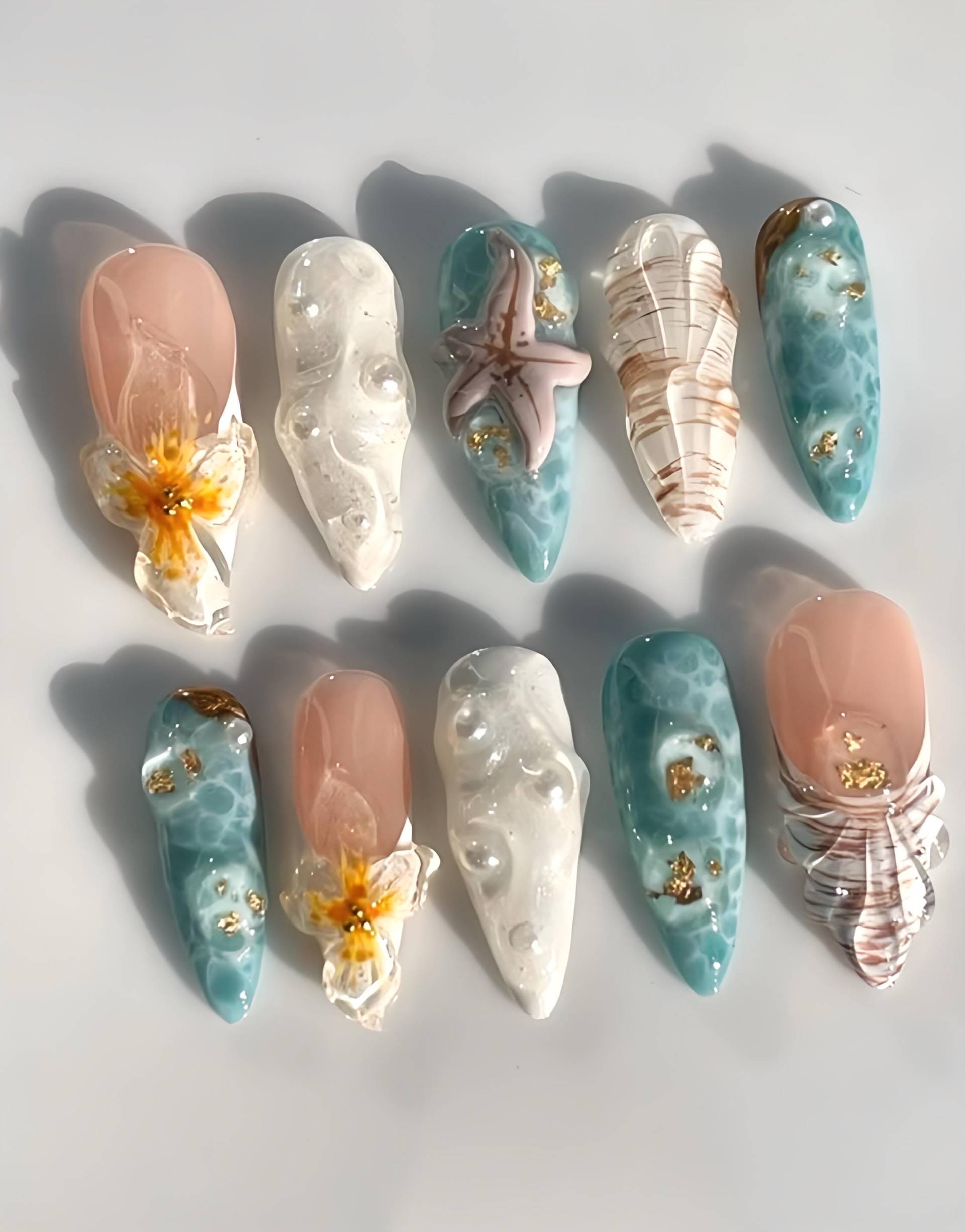 Summer Breeze - Selbstgemachte 3D Nägel von Etsy - nailauraDE