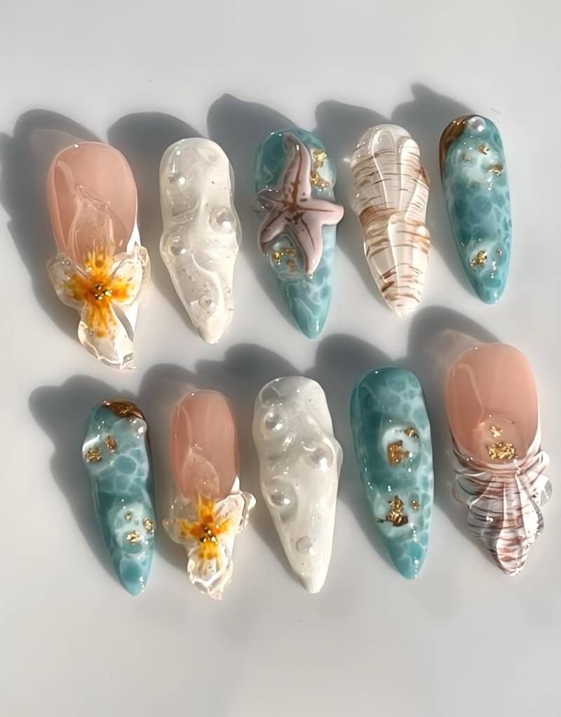 Summer Breeze - Selbstgemachte 3D Nägel von Etsy - nailauraDE