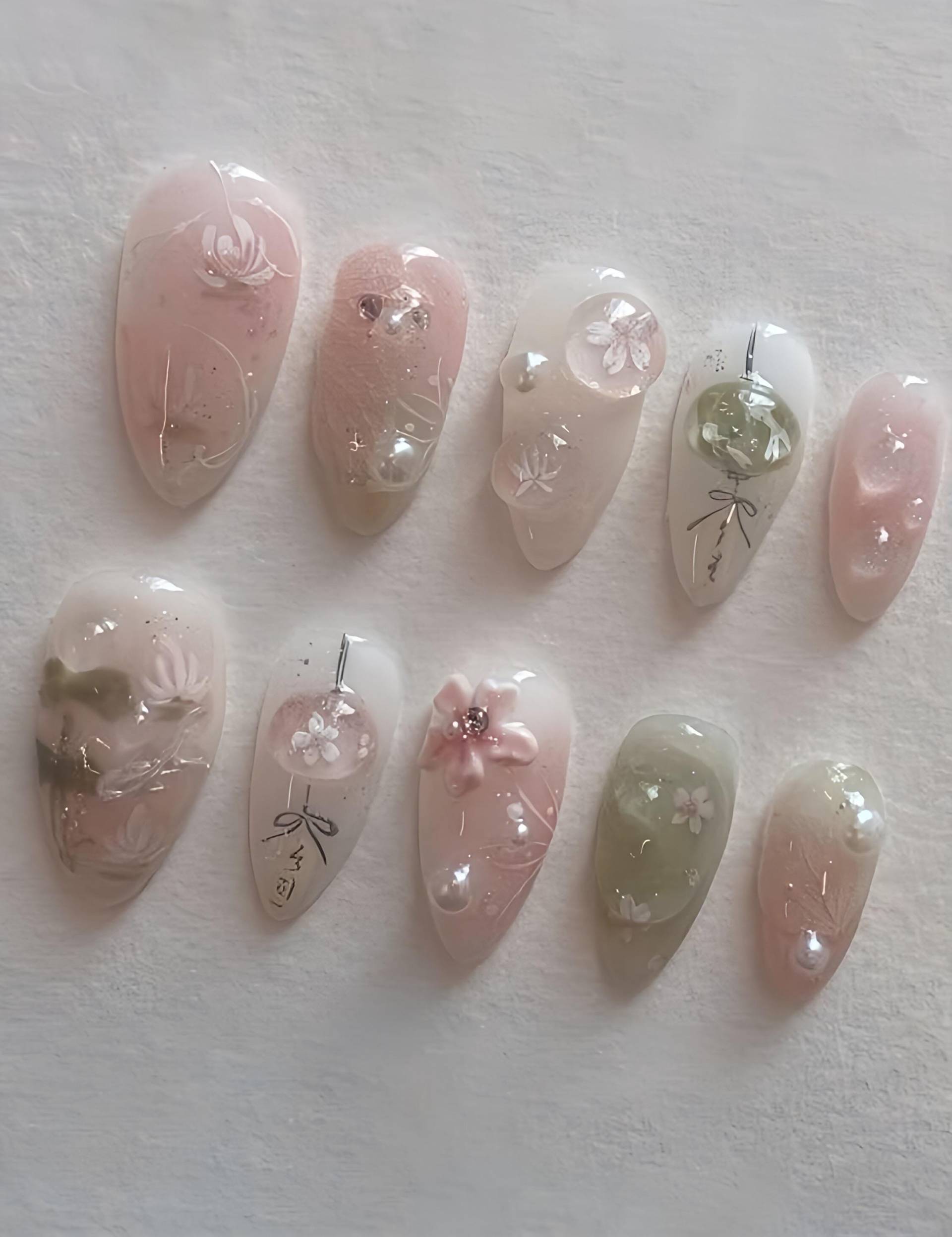 Verträumte Japan - 3D Selbstgemachte Nägel Zum Aufpressen von Etsy - nailauraDE