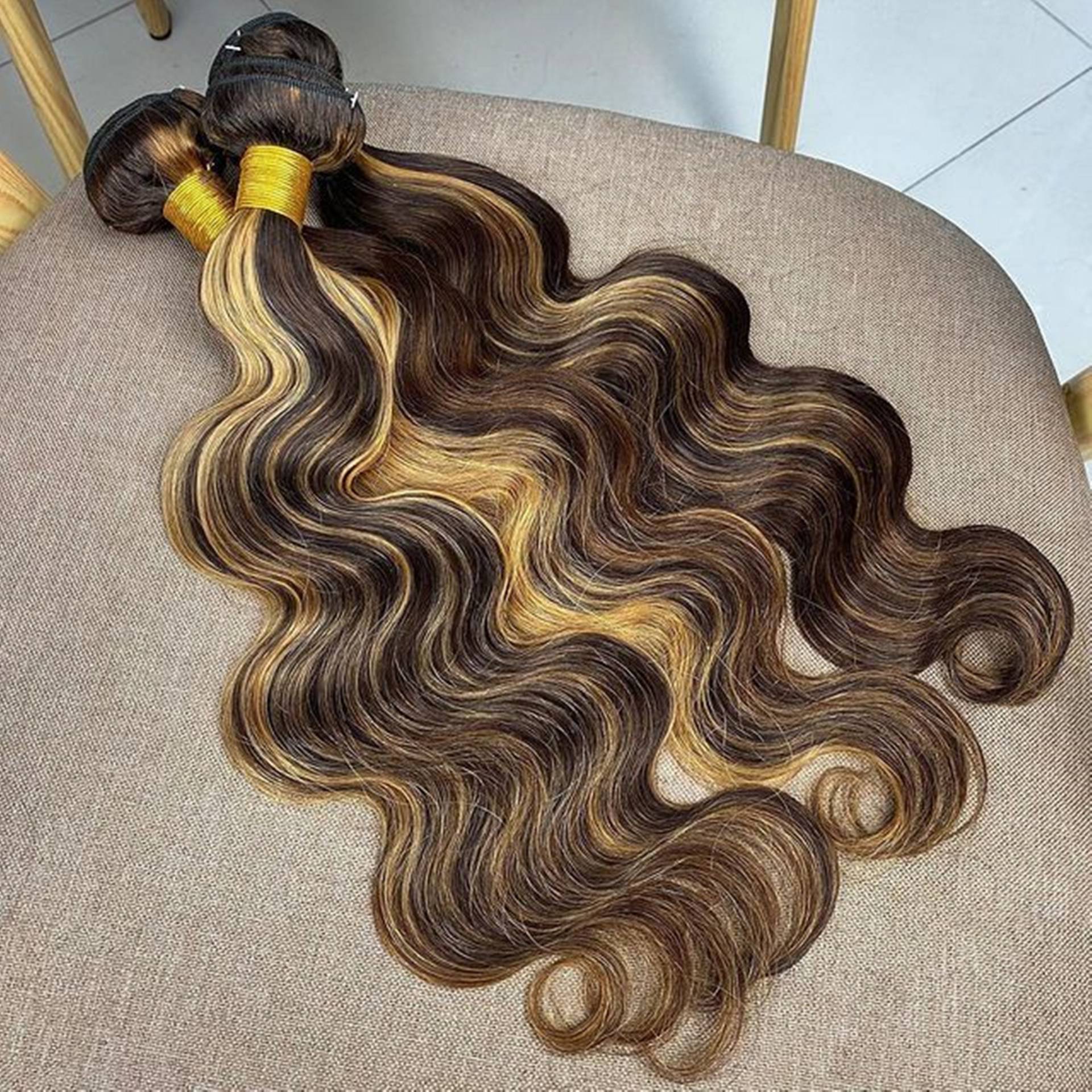 3Bundles Highlight Dunkelbraun Honig Blonde Haarbündel Balayage Haarreif Tiefe Welle Menschliche Haarverlängerungen Ombre Haar Kostenloser Versand von Etsy - nymphhair