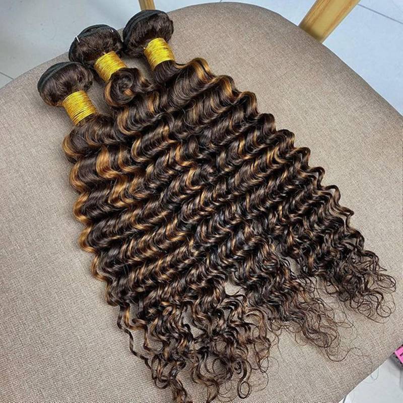 3Bundles Highlight Dunkelbraun Honig Bonde Haarbündel Balayage Haarfessel Tiefwelle Menschliche Haarverlängerungen Ombre Haar Kostenloser Versand von Etsy - nymphhair