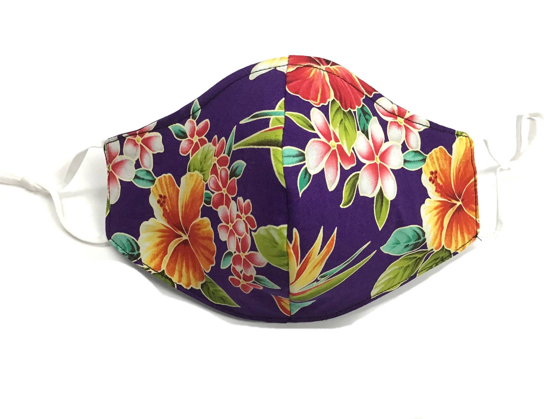 Deep Purple Tropical Hawaiian Print Gesichtsmaske Dreifach Gefüttert Reversible | Dreifach Liniert von Etsy - originalsbyhitomi