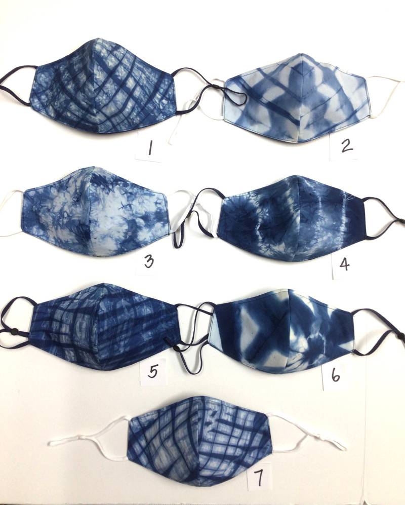 Handgefärbte Premium Indigo Gesichtsmasken Dreifach Gefüttert Reversible von Etsy - originalsbyhitomi