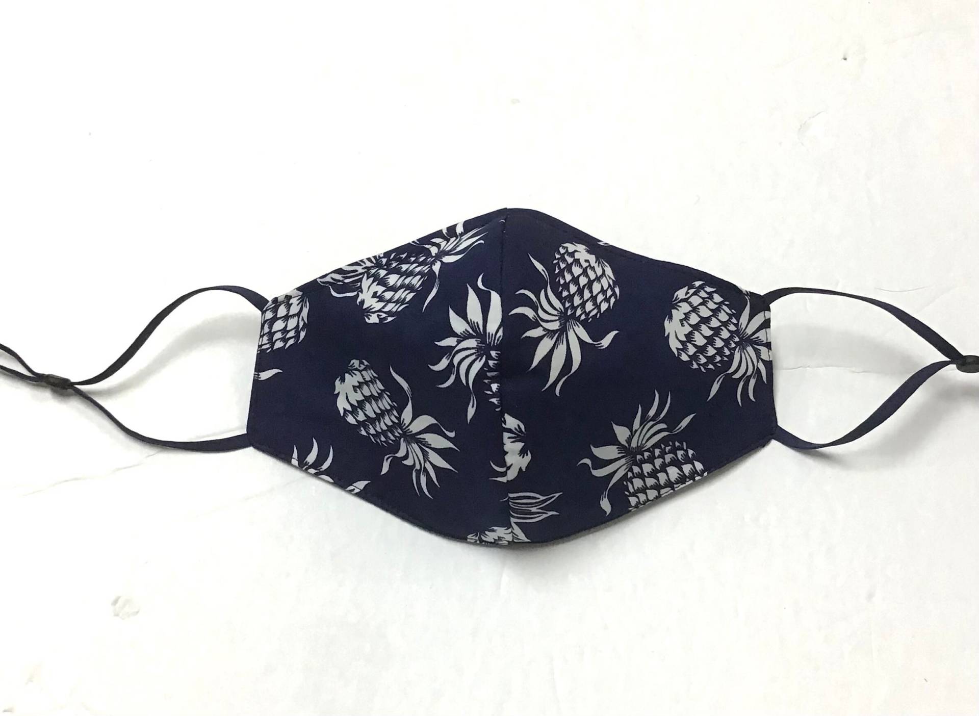 Marineblaue Ananas Hawaiianer Druck Gesichtsmaske Dreifach Gefüttert Verstellbar Wendemaske von Etsy - originalsbyhitomi