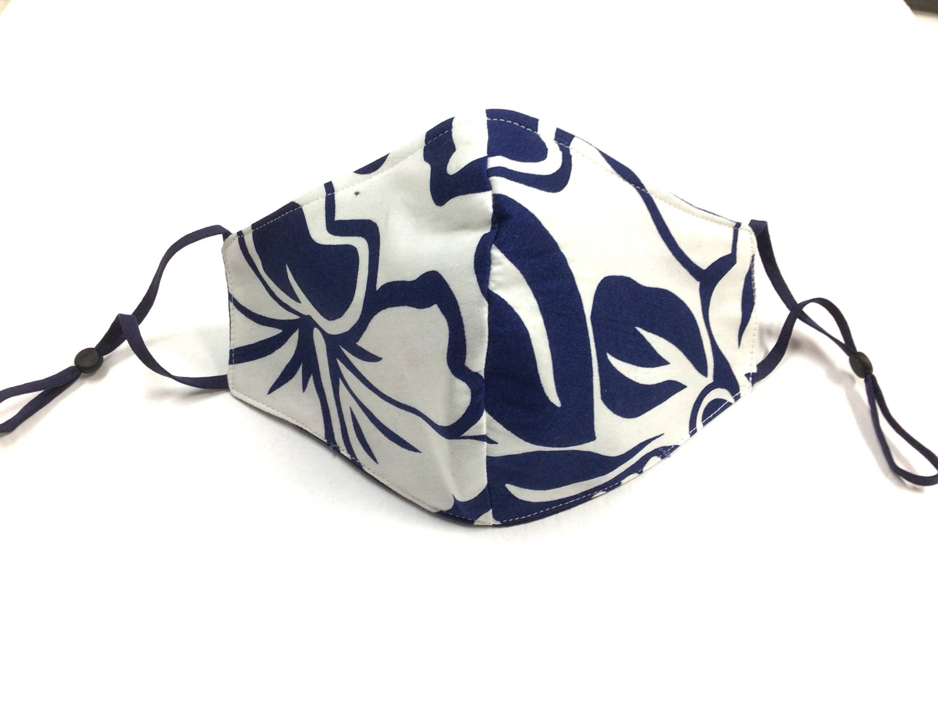 Navy Blau Weiß Hawaii Druck Gesichtsmaske Dreifach Gefüttert Wendbar Verstellbar von Etsy - originalsbyhitomi