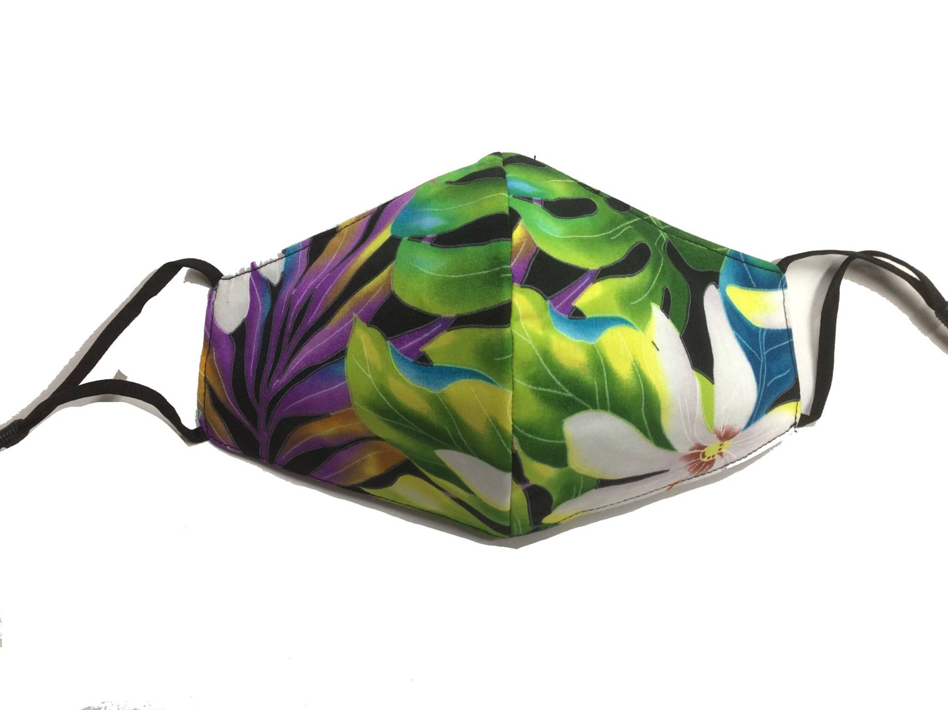 Schwarz Tropical Hawaiian Print Gesichtsmaske Dreifach Gefüttert Wende Verstellbar von Etsy - originalsbyhitomi