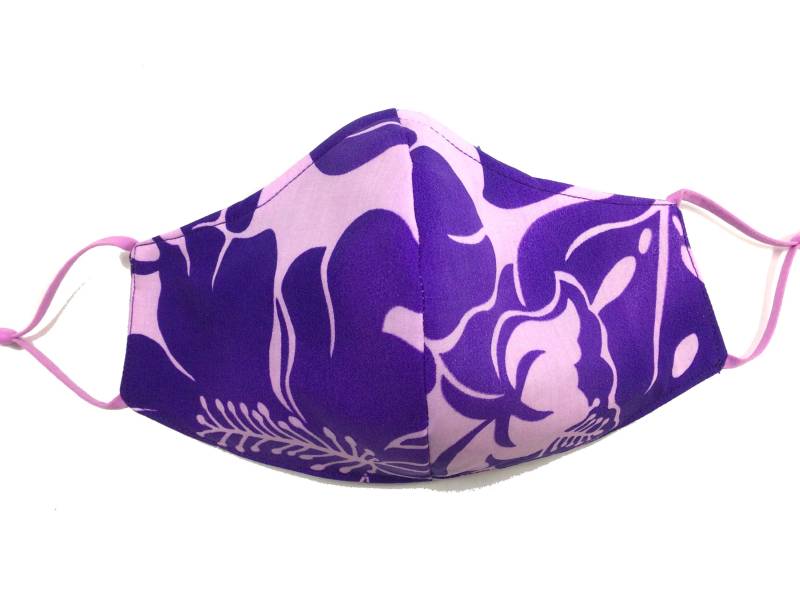 Verstellbar Lovely Lavender Hawaiian Print Gesichtsmaske | Dreifach Gefüttert One Size Fits All von Etsy - originalsbyhitomi