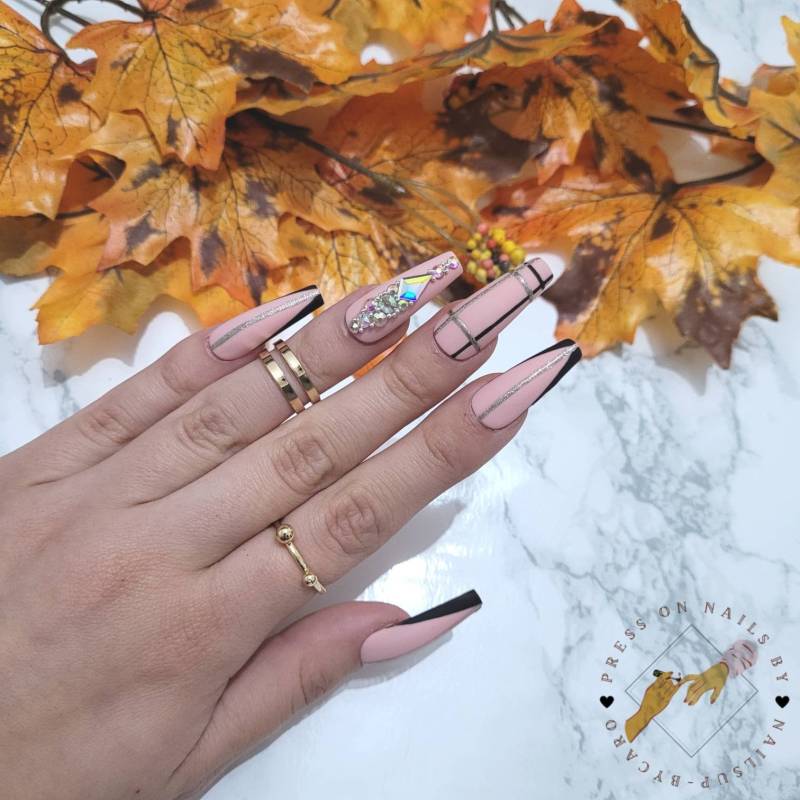 Fall French - Press On Nails Long Ballerina von Etsy - pressonsbycaro