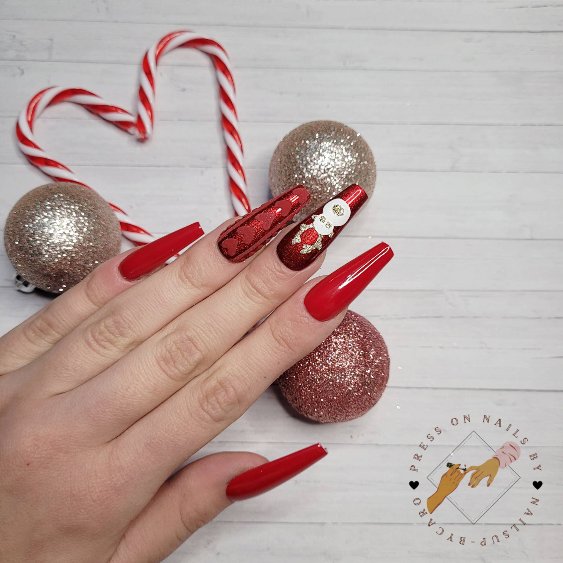 Oh Raindeer - Press On Nails Long Ballerina von Etsy - pressonsbycaro