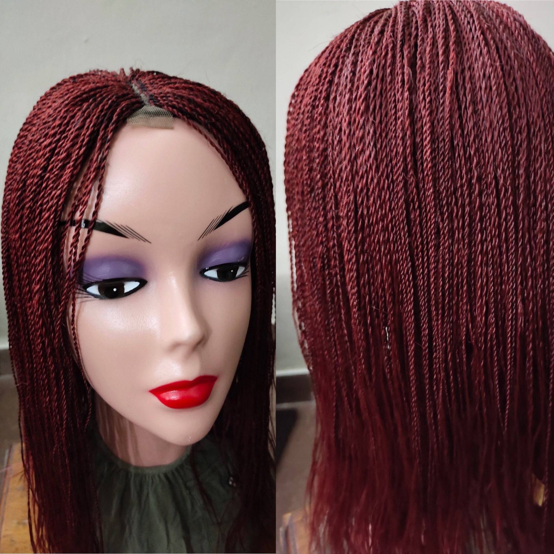 Micro Twists 18-Zoll-Perücke Weinrot Verschluss Fertig Versandkostenfrei von Etsy - propsNtresses