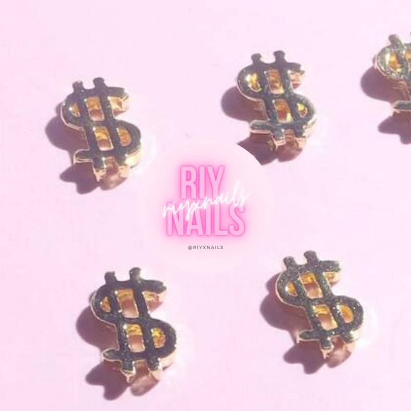 5 Stück Gold Dollar Zeichen Nagel Charms Riynails von Etsy - riynails