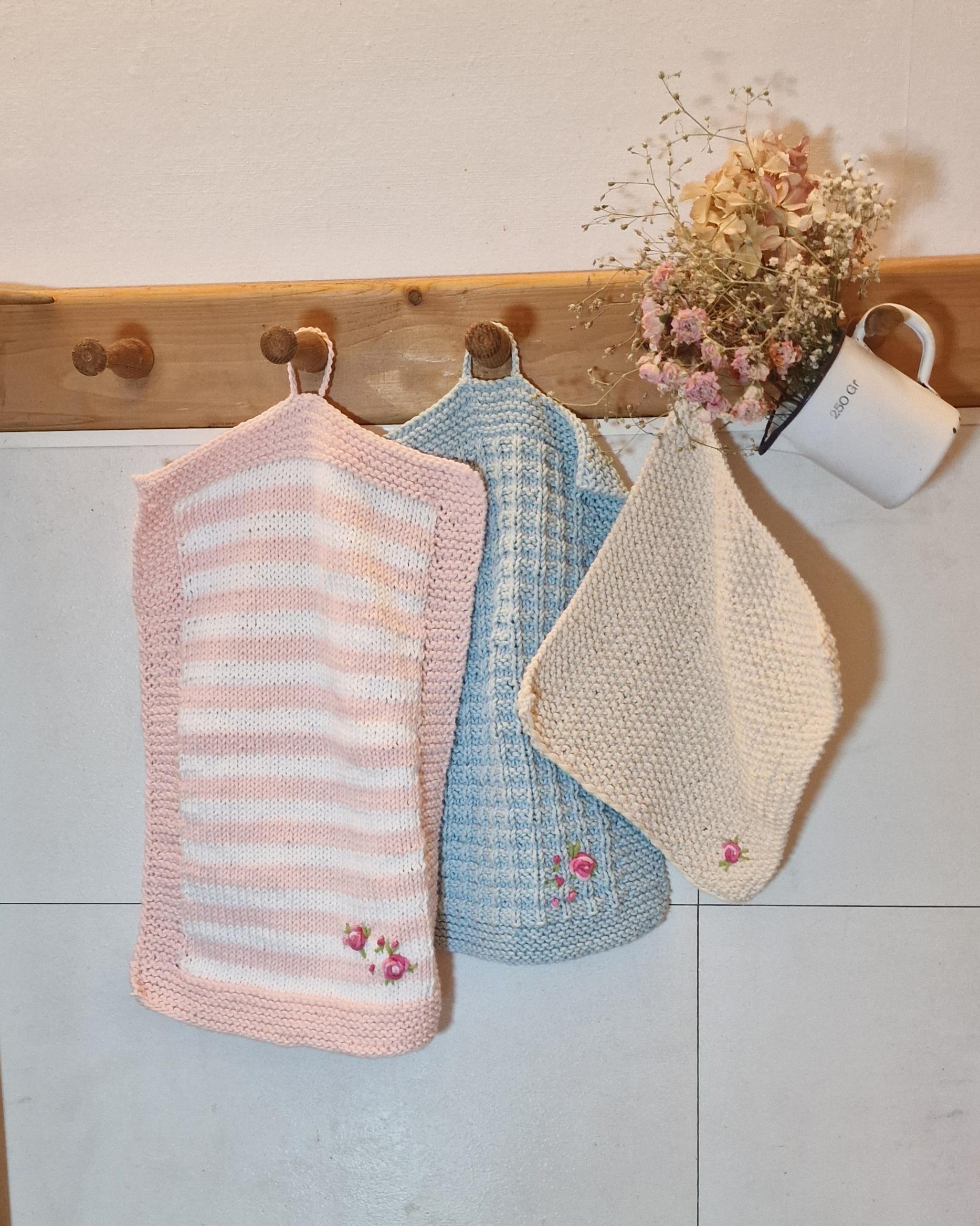 3Tlg. Handtuchset Gestrickt von Etsy - schlotterlotte