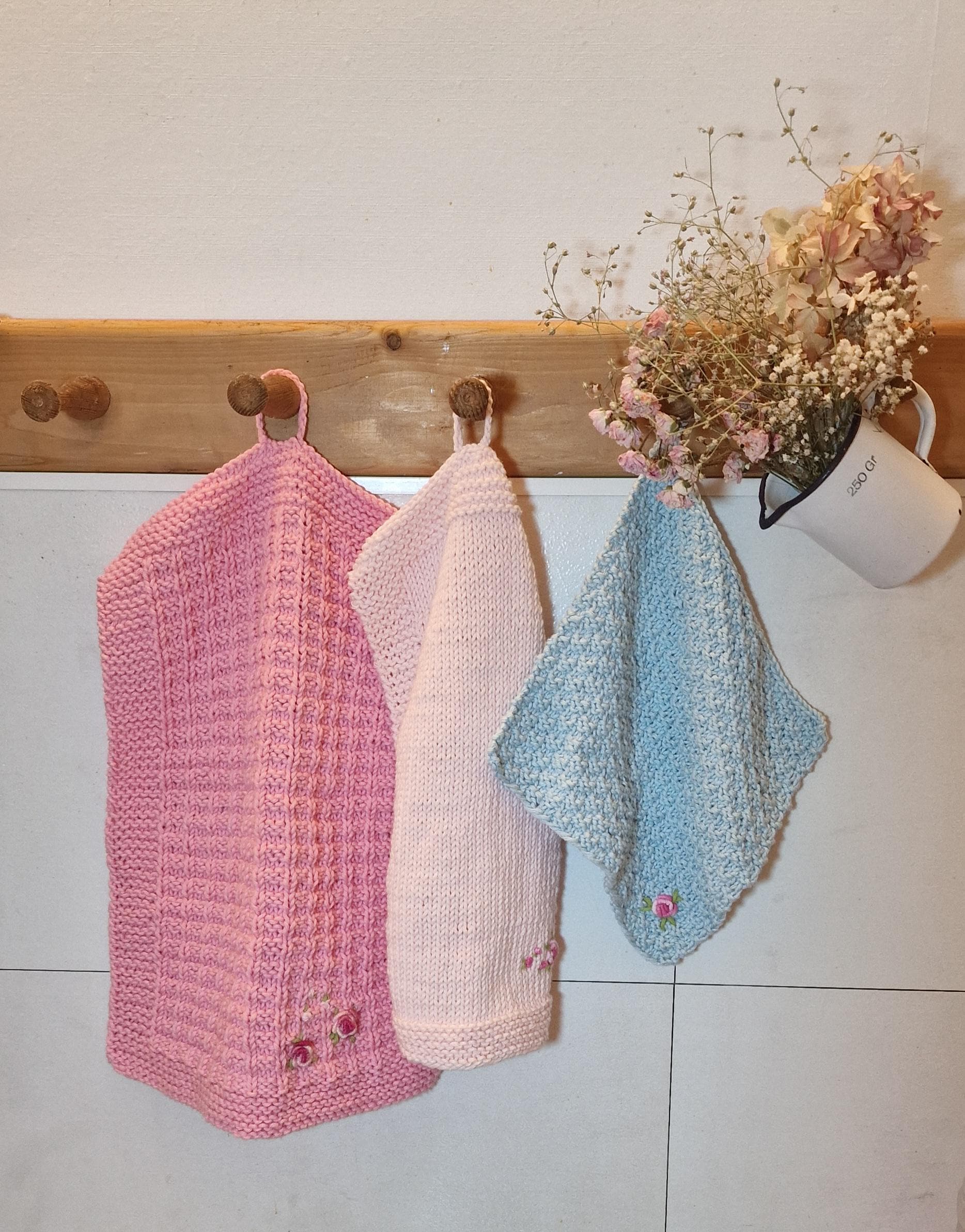 3Tlg. Handtuchset Gestrickt von Etsy - schlotterlotte