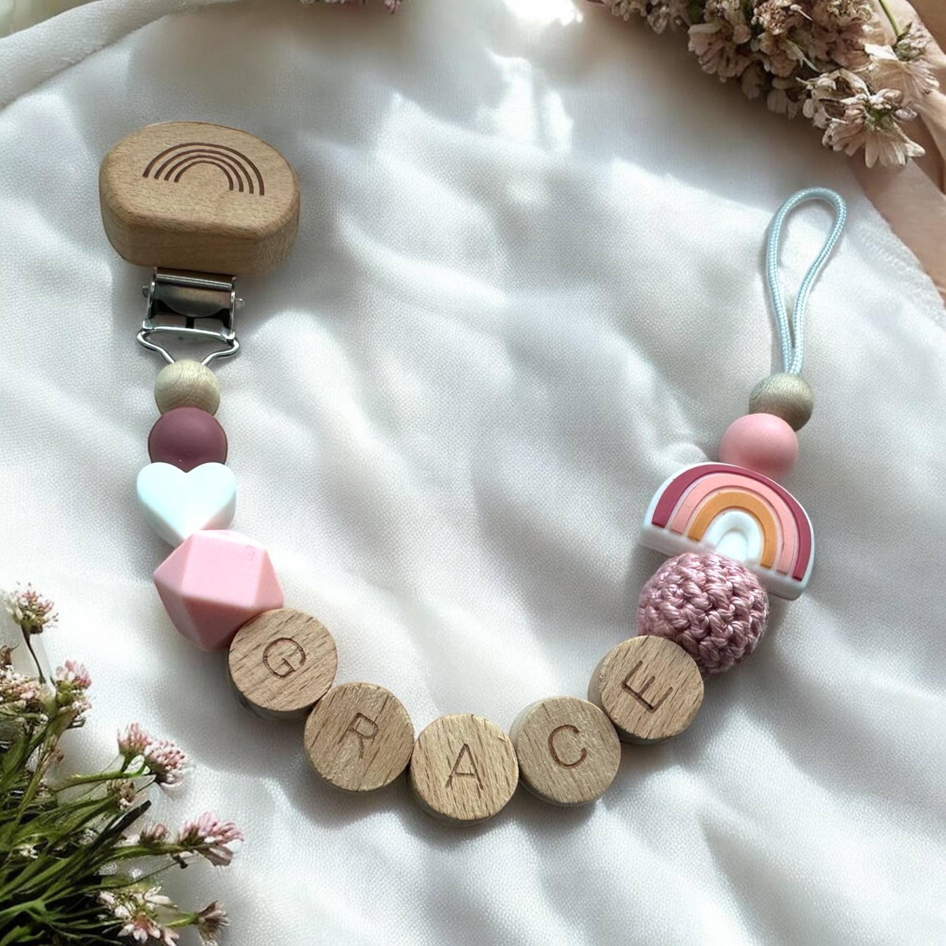 Schnullerkette Mit Namen Regenbogen Junge Mädchen Baby Personalisiert Personalisierte Geschenke Newborn Blau Geschenk Zur Geburt Taufe von Etsy - schnullerzauber1