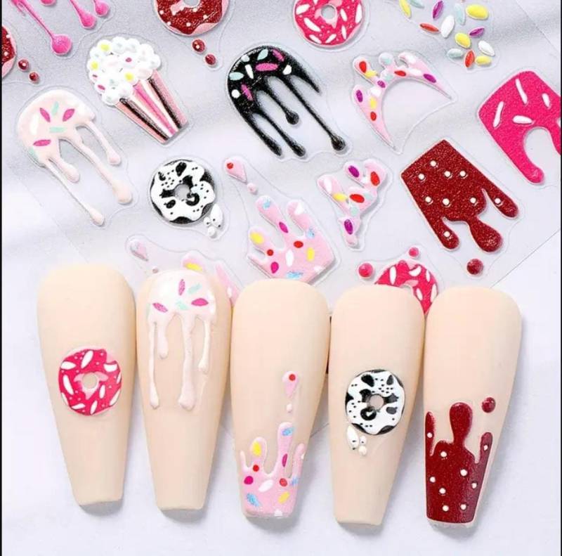 5D Cartoon Food Nail Art Sticker Aufkleber, 2Er-Set, Selbstklebende Nagelverzierungen Aus Kunststoff, | 5Dk325 von Etsy - shopnatalinka