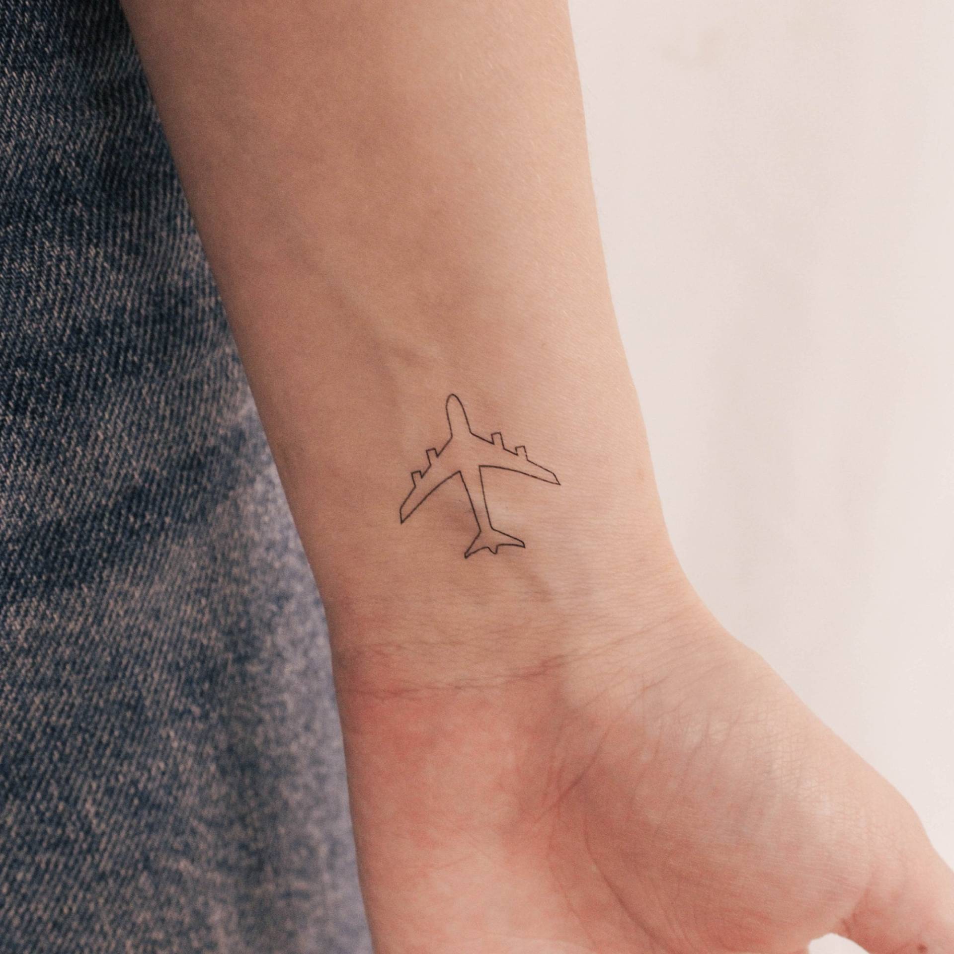 Flugzeug Umriss Temporäres Tattoo | 3Er Set von Etsy - smalltattoos