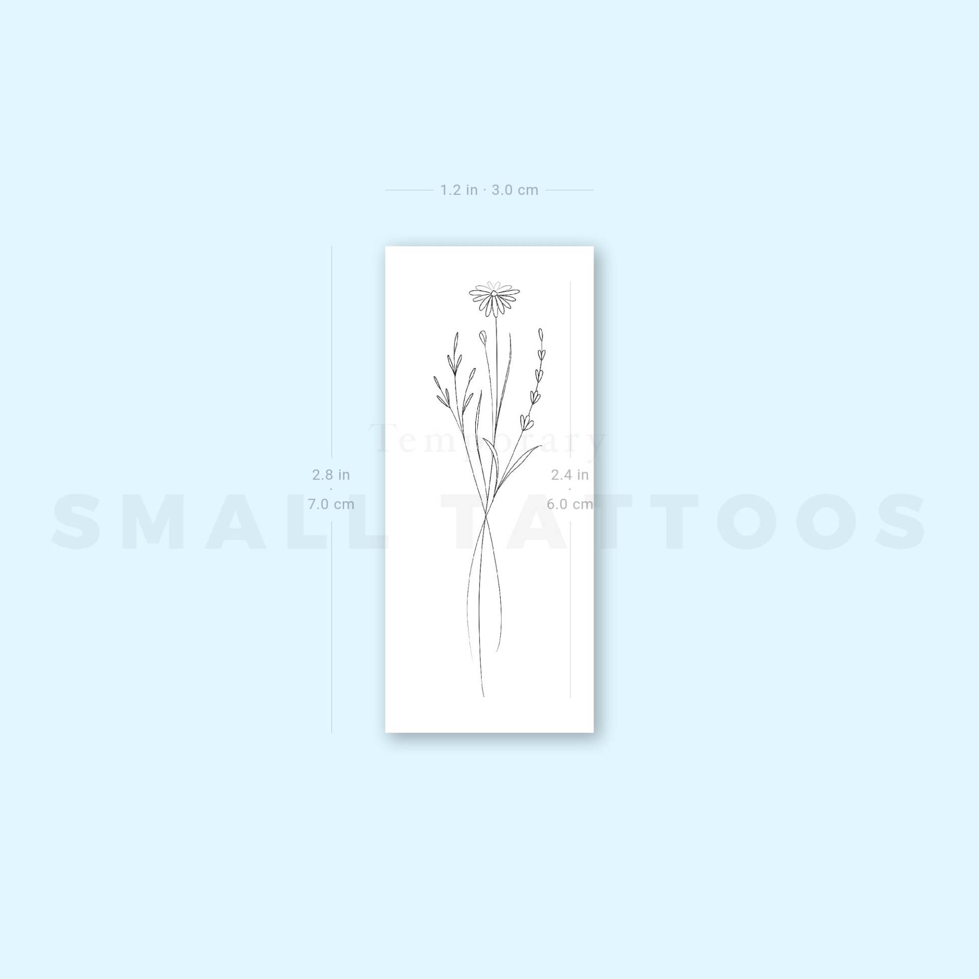 Line Art Blumenstrauß Temporäres Tattoo | 3Er Set von Etsy - smalltattoos