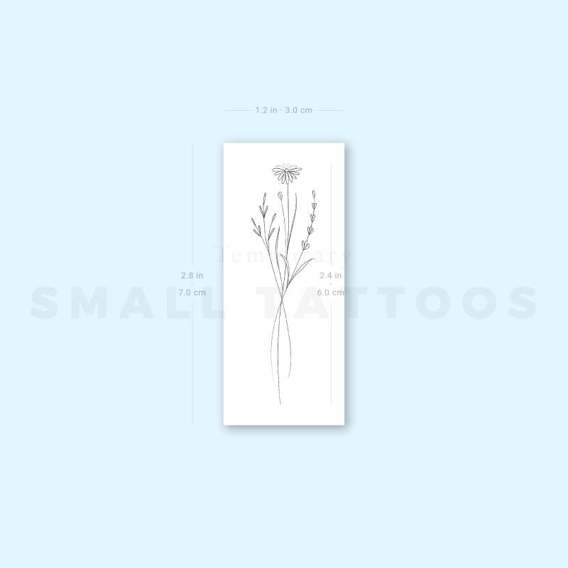 Line Art Blumenstrauß Temporäres Tattoo | 3Er Set von Etsy - smalltattoos